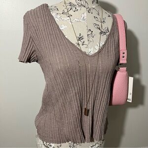 PST by Project Social T Cotton Blend V-Neck T-Shirt Size Small